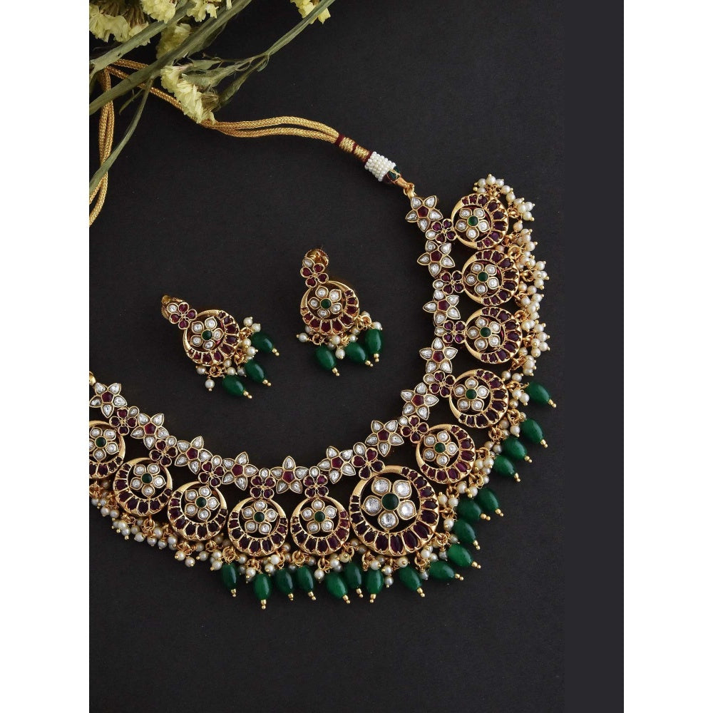 SWABHIMANN Eesvari Multicolour Jadau Kundan Choker Set