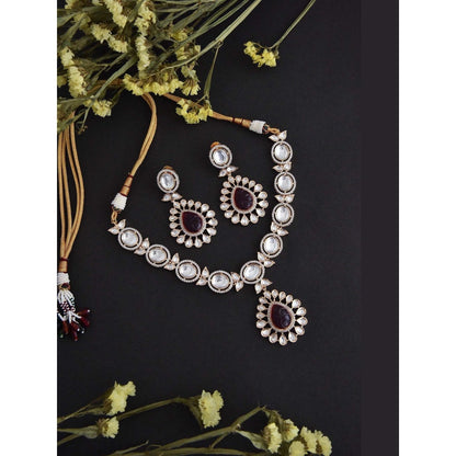 SWABHIMANN Daanam Red Polki Necklace Set