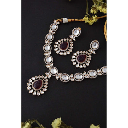SWABHIMANN Daanam Red Polki Necklace Set