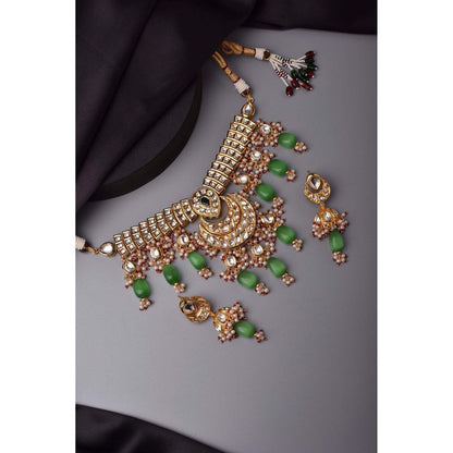 SWABHIMANN Kimakshi Green Kundan Choker Necklace Set