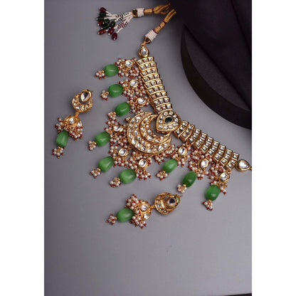 SWABHIMANN Kimakshi Green Kundan Choker Necklace Set
