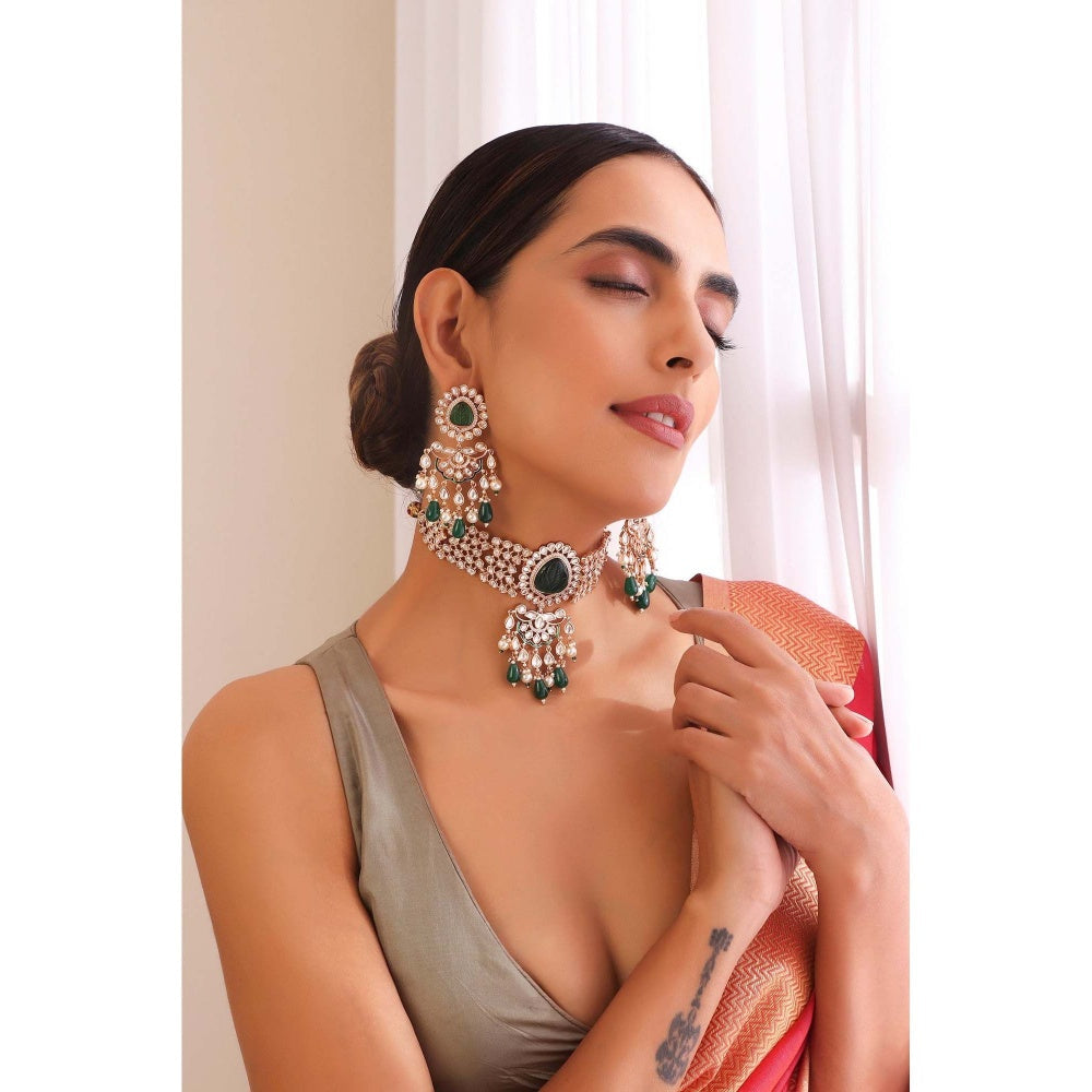 SWABHIMANN Ira Green Polki Choker Set