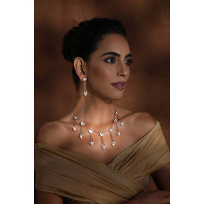 SWABHIMANN Kavini Polki and Pearl Necklace with Earrings Set
