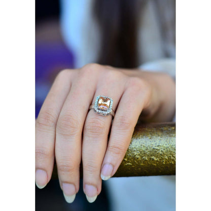 SWABHIMANN Alicia Silver Plated Zirconia Topaz Ring