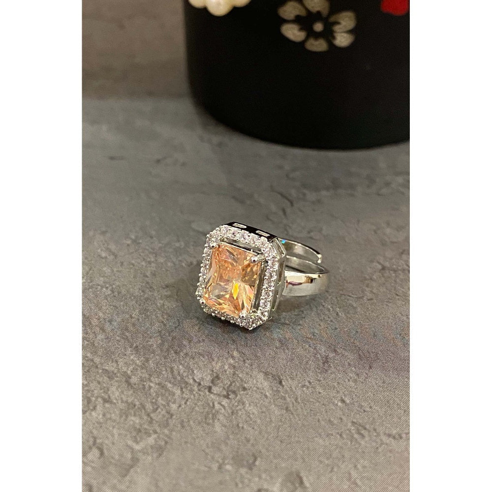 SWABHIMANN Alicia Silver Plated Zirconia Topaz Ring