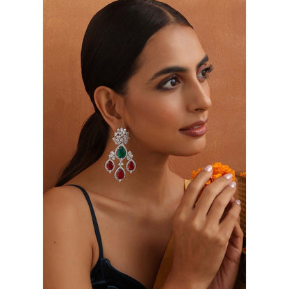 SWABHIMANN Isabella Multicolour Zirconia Dangler Earrings