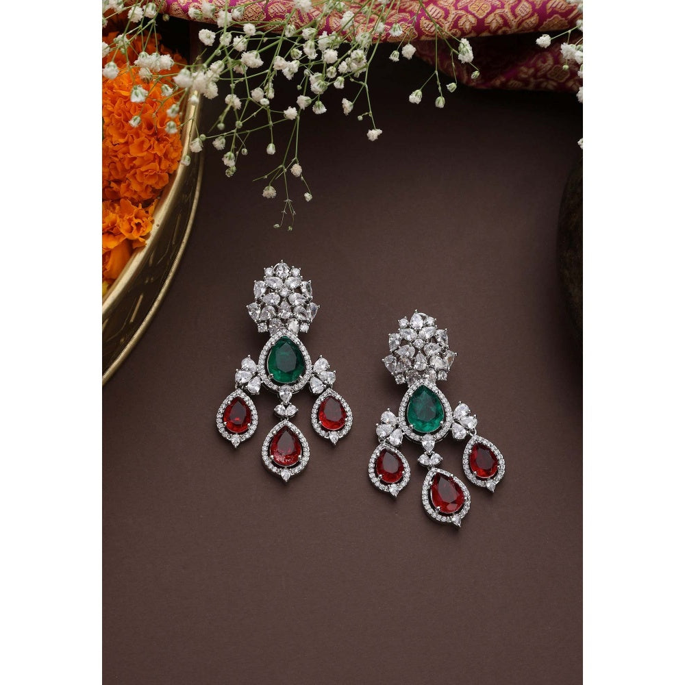 SWABHIMANN Isabella Multicolour Zirconia Dangler Earrings