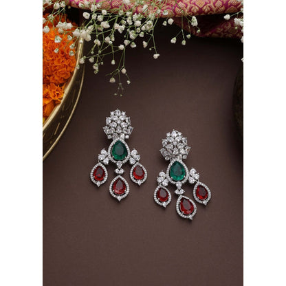SWABHIMANN Isabella Multicolour Zirconia Dangler Earrings