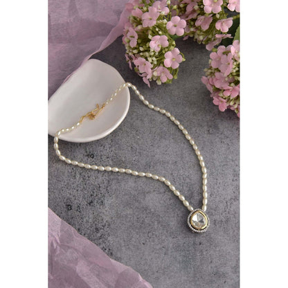 SWABHIMANN Kenny White Polki and Pearl Pendant