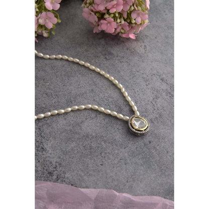SWABHIMANN Kenny White Polki and Pearl Pendant