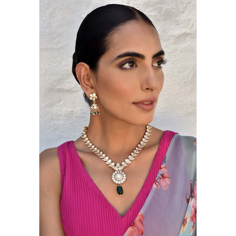 SWABHIMANN Warisha White Polki Necklace Set