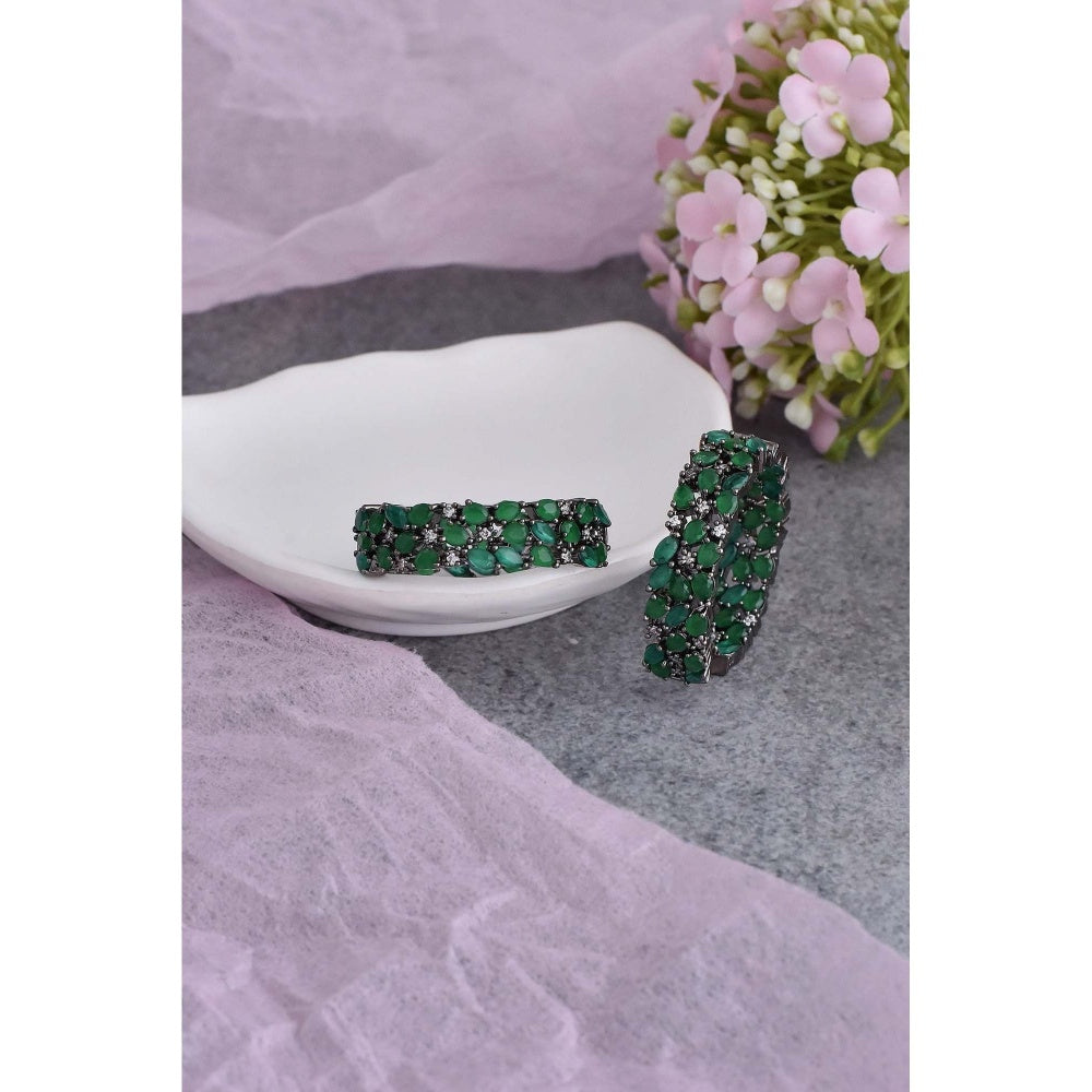 SWABHIMANN Audrey Emerald Hoop Earrings