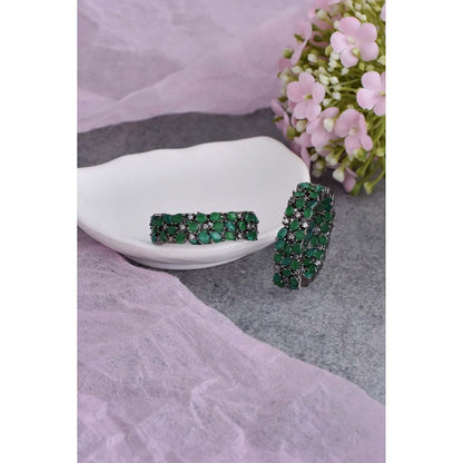 SWABHIMANN Audrey Emerald Hoop Earrings