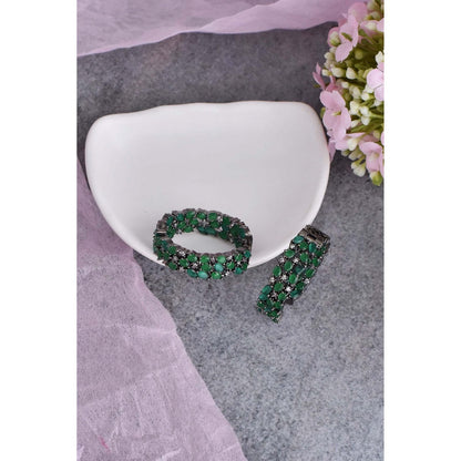 SWABHIMANN Audrey Emerald Hoop Earrings