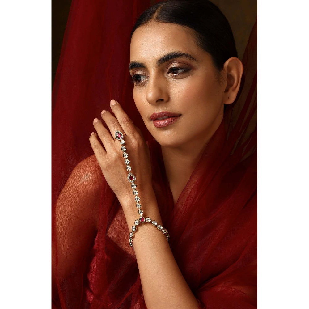SWABHIMANN Damina Multicolour Kundan Hath Phool