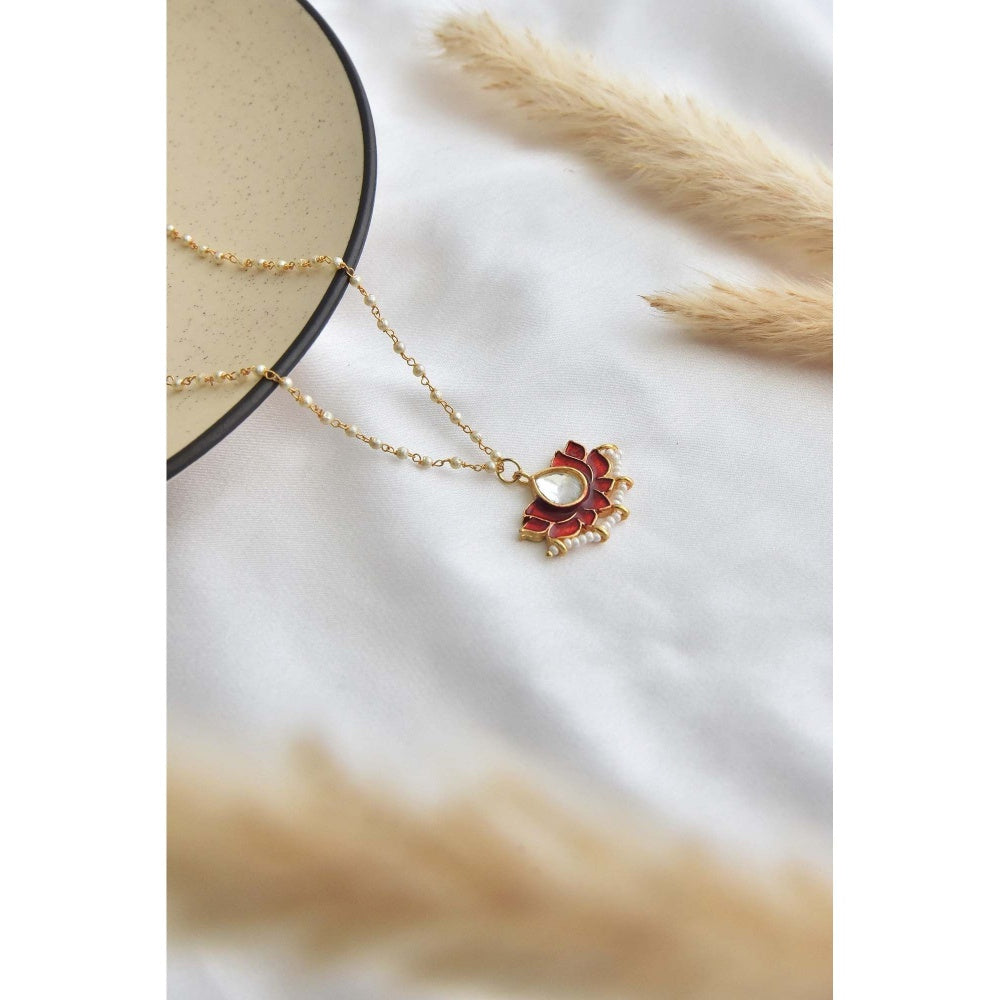 SWABHIMANN Amin Red Polki Pendant