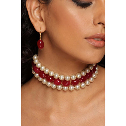 SWABHIMANN Belka Multicolour Pearl Choker Set