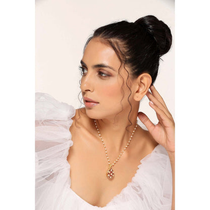 SWABHIMANN Shlokha Red Pendant Necklace