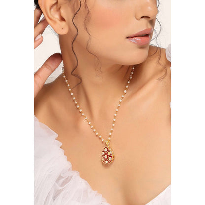 SWABHIMANN Shlokha Red Pendant Necklace