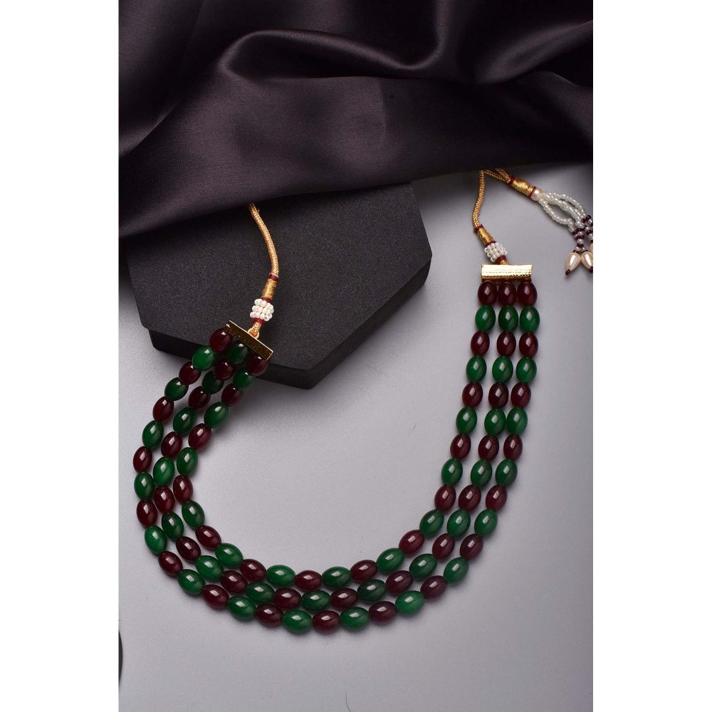 SWABHIMANN Haima Multicolour Layered Bead Necklace