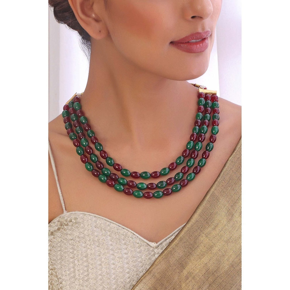 SWABHIMANN Haima Multicolour Layered Bead Necklace