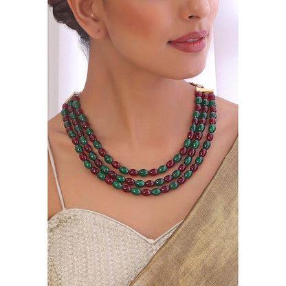 SWABHIMANN Haima Multicolour Layered Bead Necklace