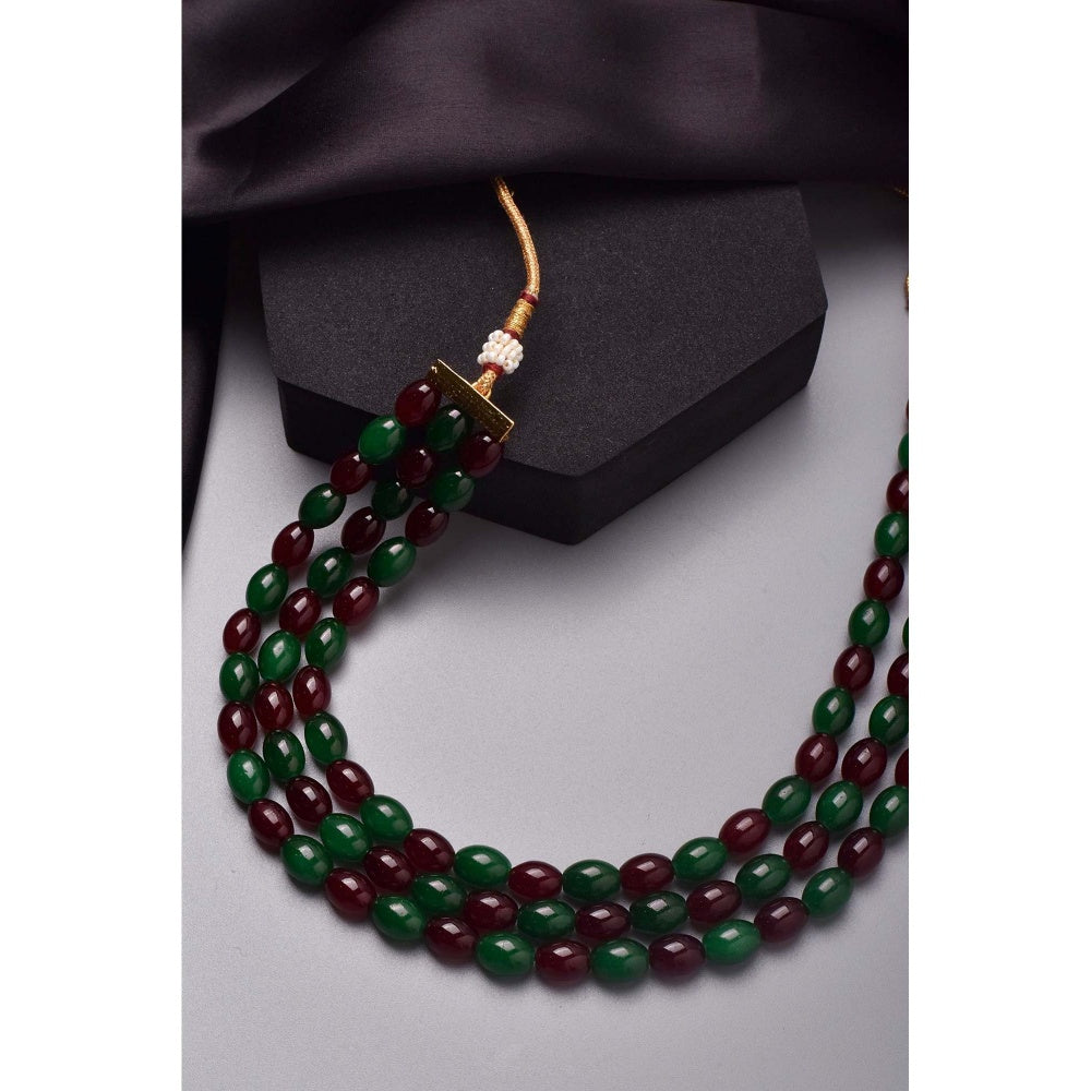 SWABHIMANN Haima Multicolour Layered Bead Necklace