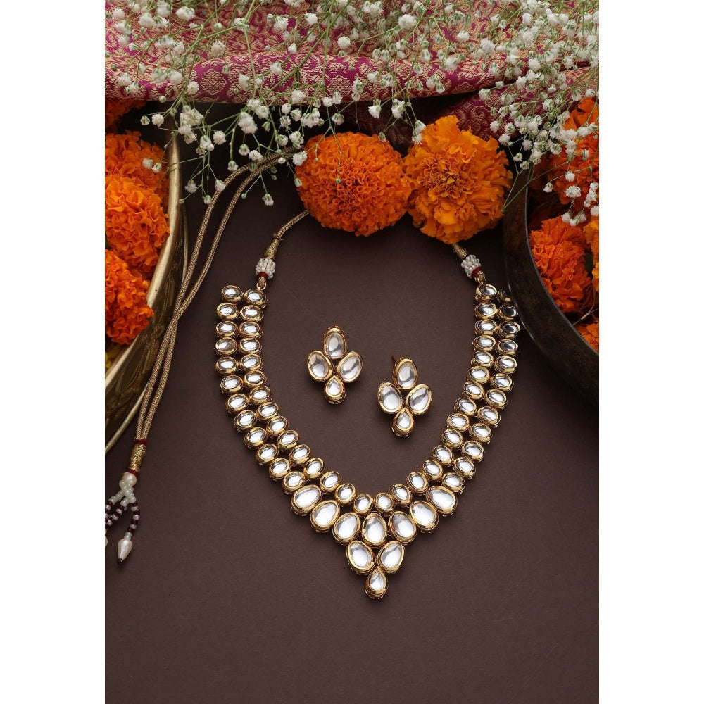 SWABHIMANN Toshi White Kundan Necklace Set