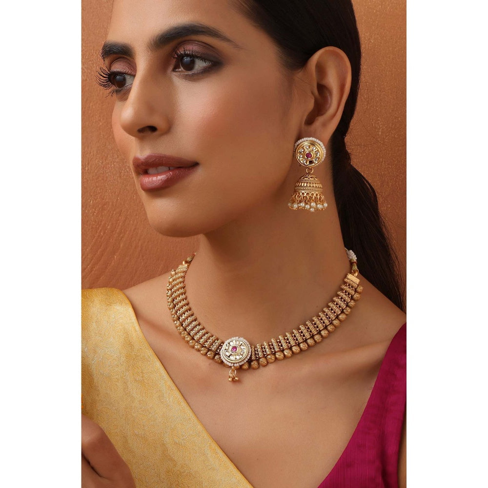 SWABHIMANN Sethu Gold Temple Necklace Set