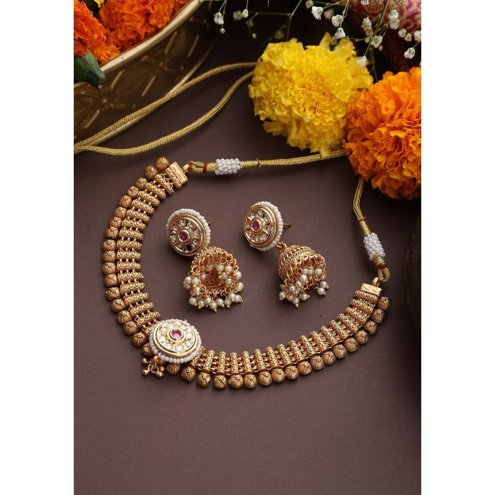 SWABHIMANN Sethu Gold Temple Necklace Set