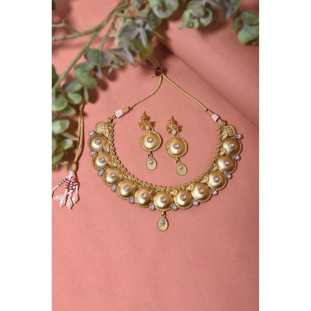 SWABHIMANN Dhiana Gold Plated Temple Necklace Set