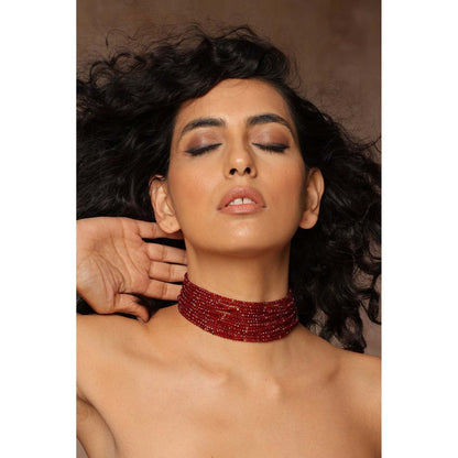 SWABHIMANN Aysha Red Choker Necklace