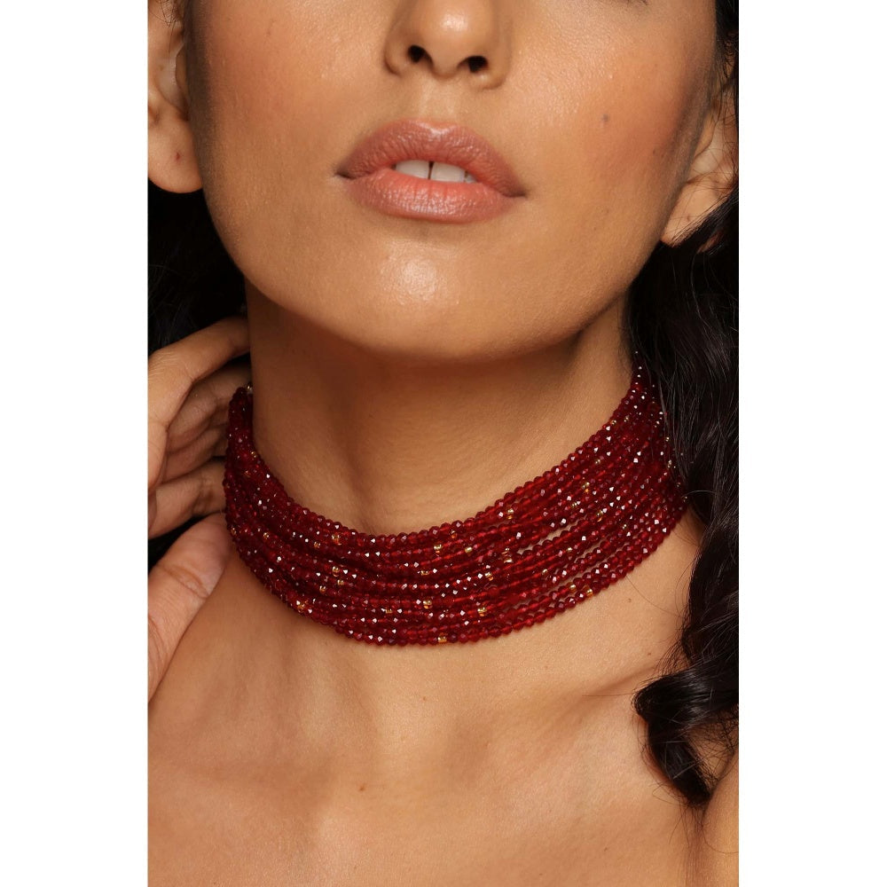 SWABHIMANN Aysha Red Choker Necklace