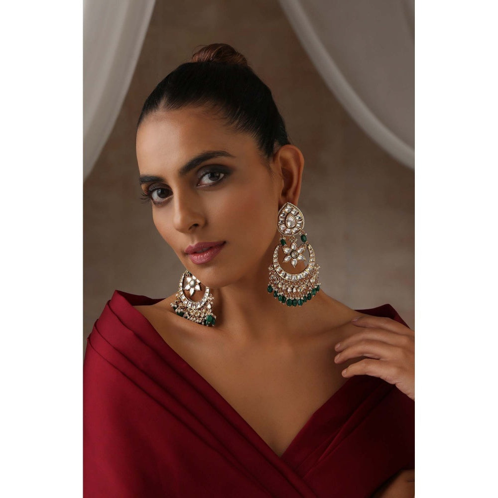 SWABHIMANN Tasva Multicolour Polki Chandbali Earrings