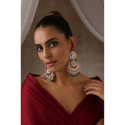 SWABHIMANN Tasva Multicolour Polki Chandbali Earrings