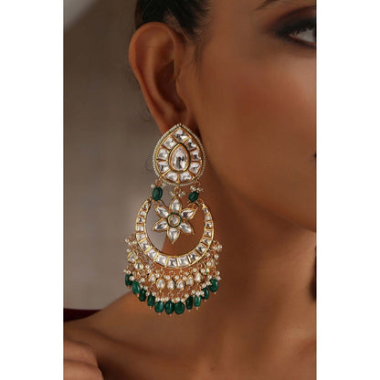 SWABHIMANN Tasva Multicolour Polki Chandbali Earrings