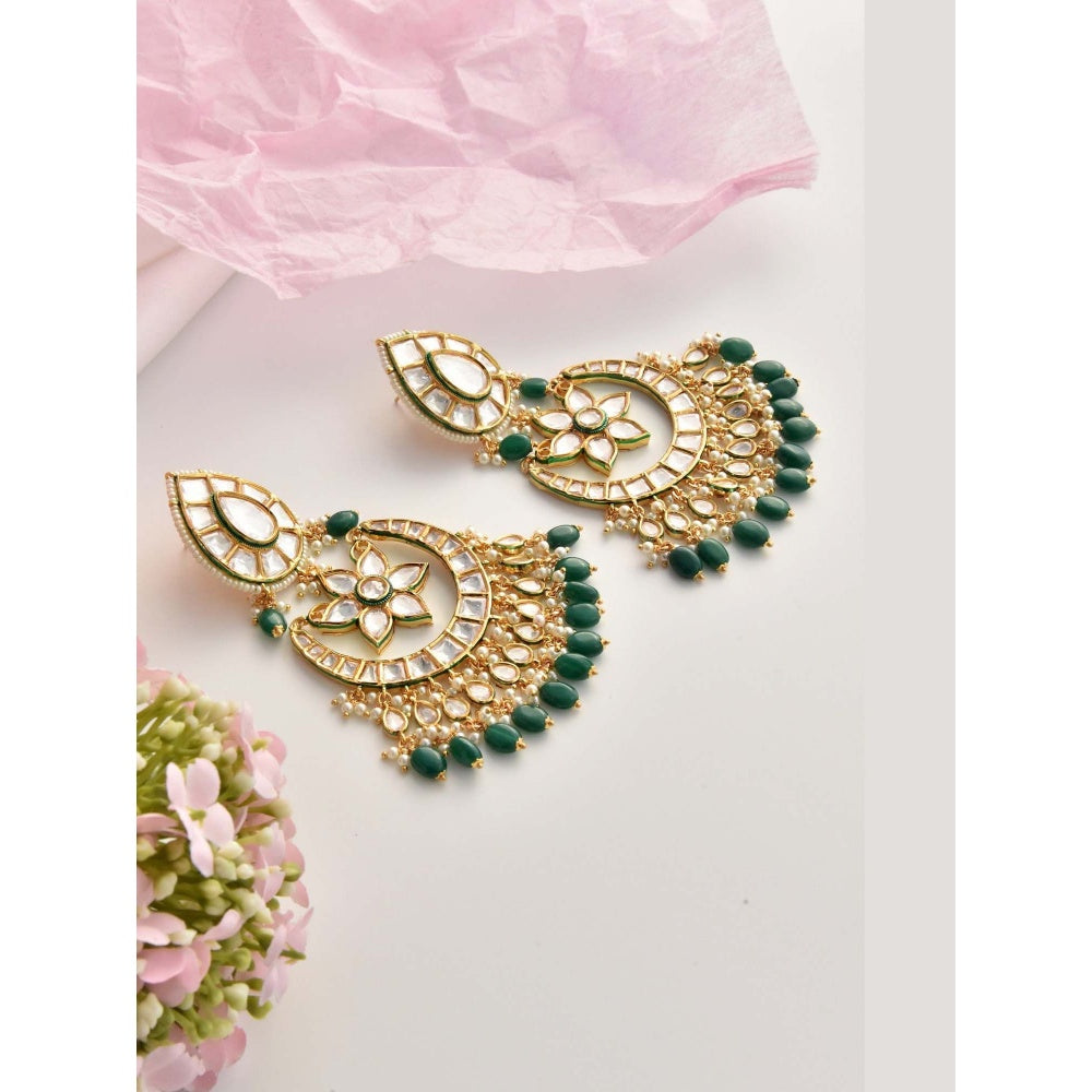 SWABHIMANN Tasva Multicolour Polki Chandbali Earrings