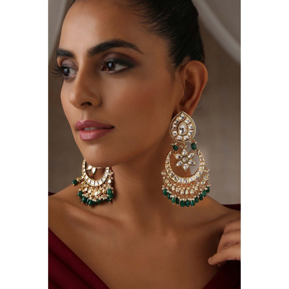 SWABHIMANN Tasva Multicolour Polki Chandbali Earrings
