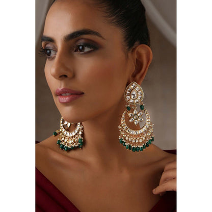 SWABHIMANN Tasva Multicolour Polki Chandbali Earrings