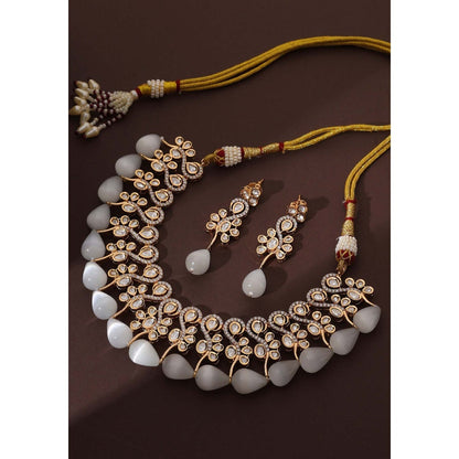 SWABHIMANN Zarna White Polki Necklace Set