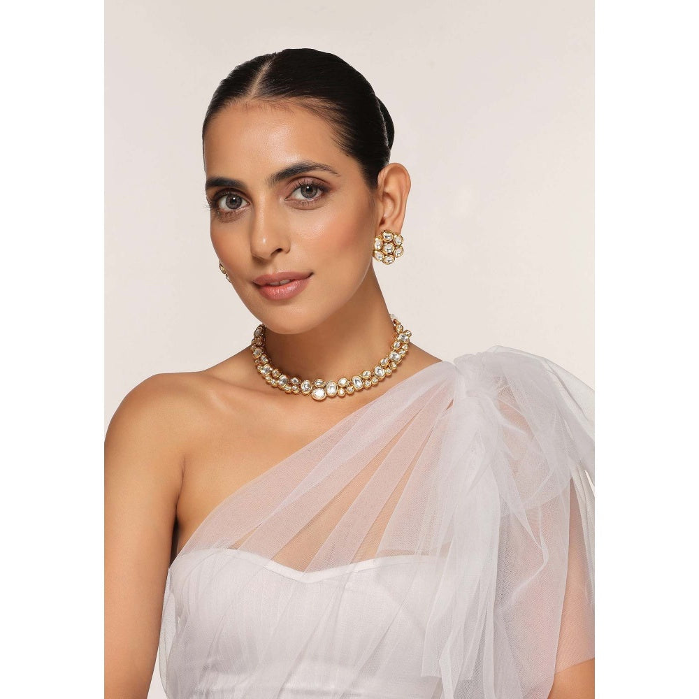 SWABHIMANN Ganya White Kundan Necklace Set