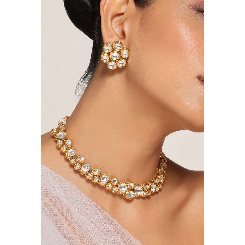 SWABHIMANN Ganya White Kundan Necklace Set