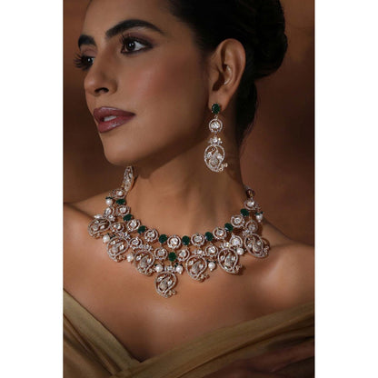 SWABHIMANN Jenika Emerald Polki Necklace Set