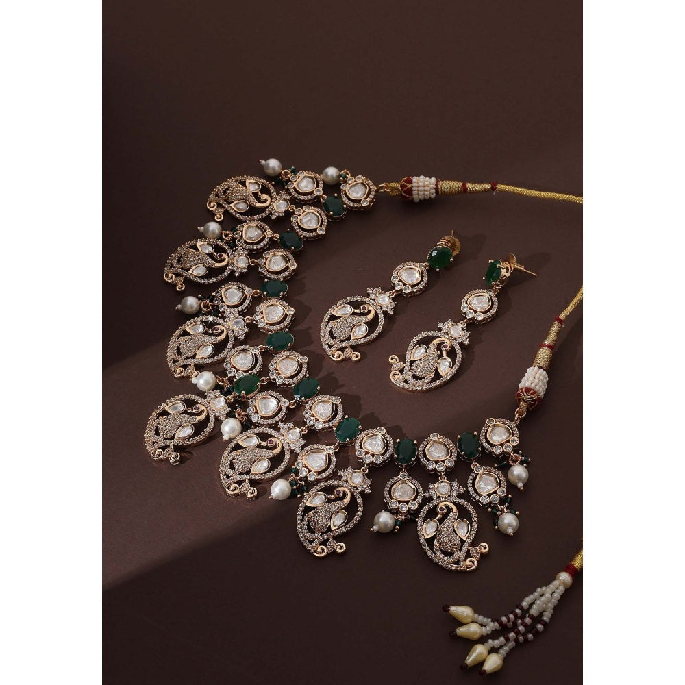 SWABHIMANN Jenika Emerald Polki Necklace Set