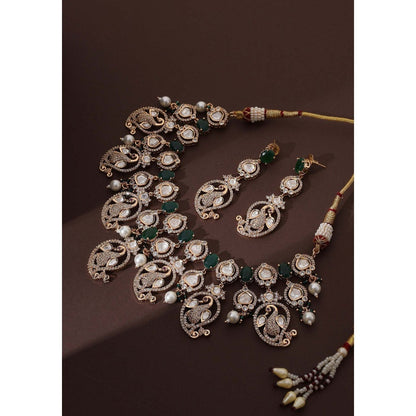 SWABHIMANN Jenika Emerald Polki Necklace Set