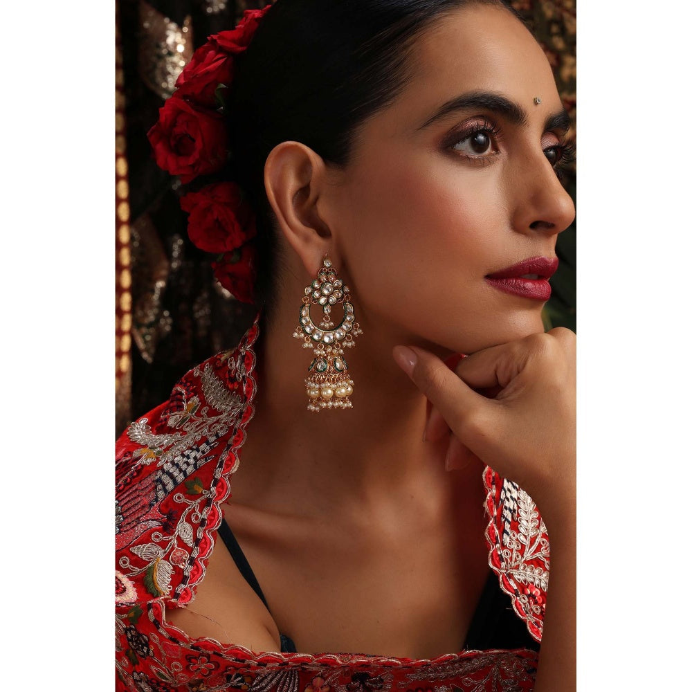 SWABHIMANN Sargam White Polki Jhumka Earrings