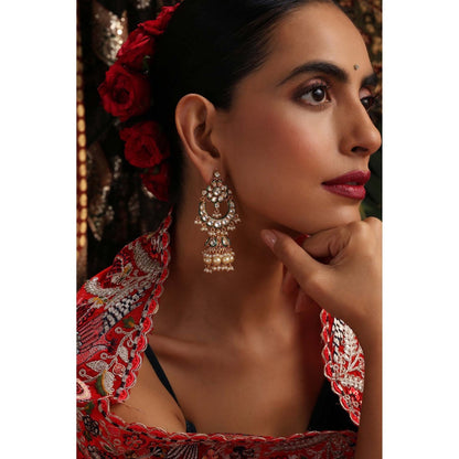 SWABHIMANN Sargam White Polki Jhumka Earrings