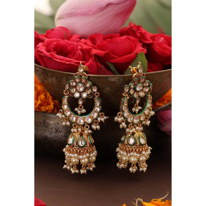 SWABHIMANN Sargam White Polki Jhumka Earrings