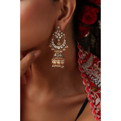 SWABHIMANN Sargam White Polki Jhumka Earrings