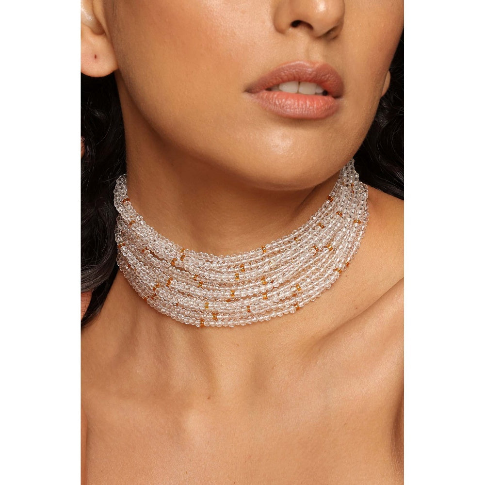 SWABHIMANN Aysha White Choker Necklace